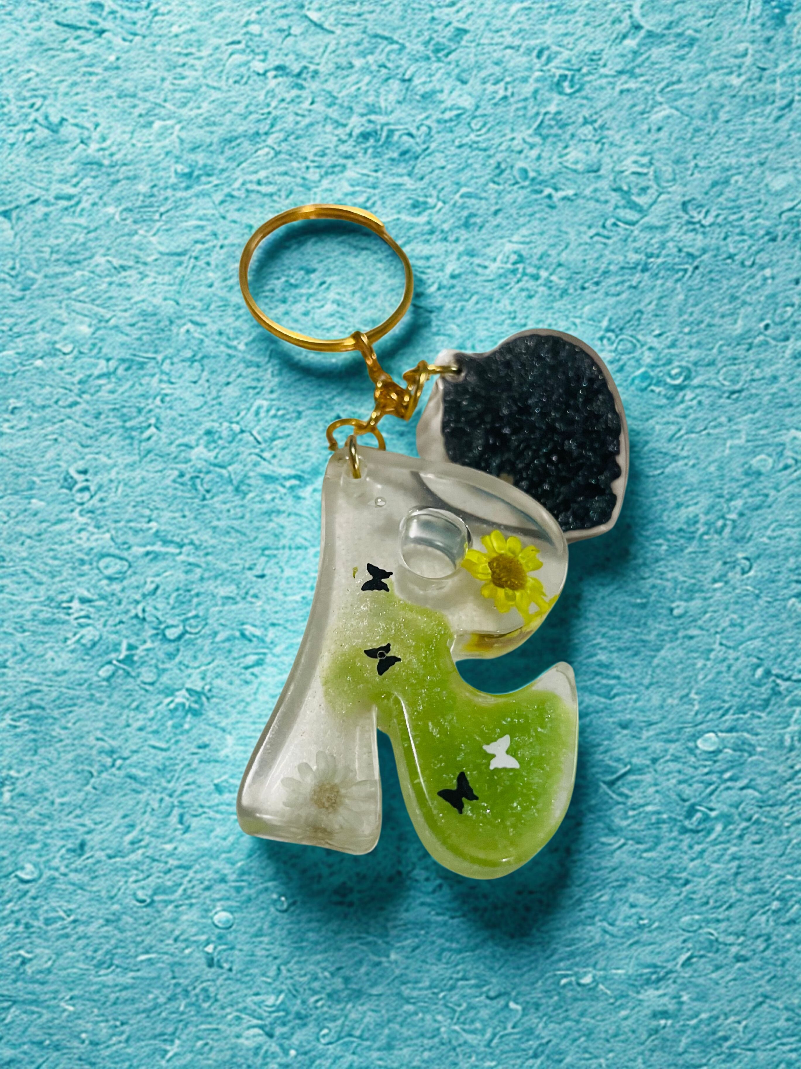 Llavero Letra R Sombra Floral